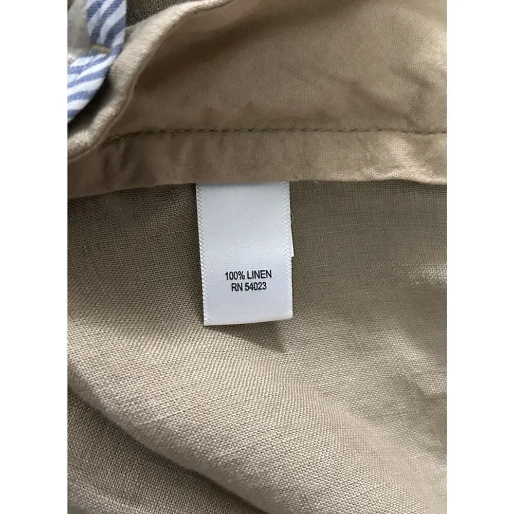 Banana Republic Women’s 100% Linen Tan Wide Leg Trouser Pants Size 8